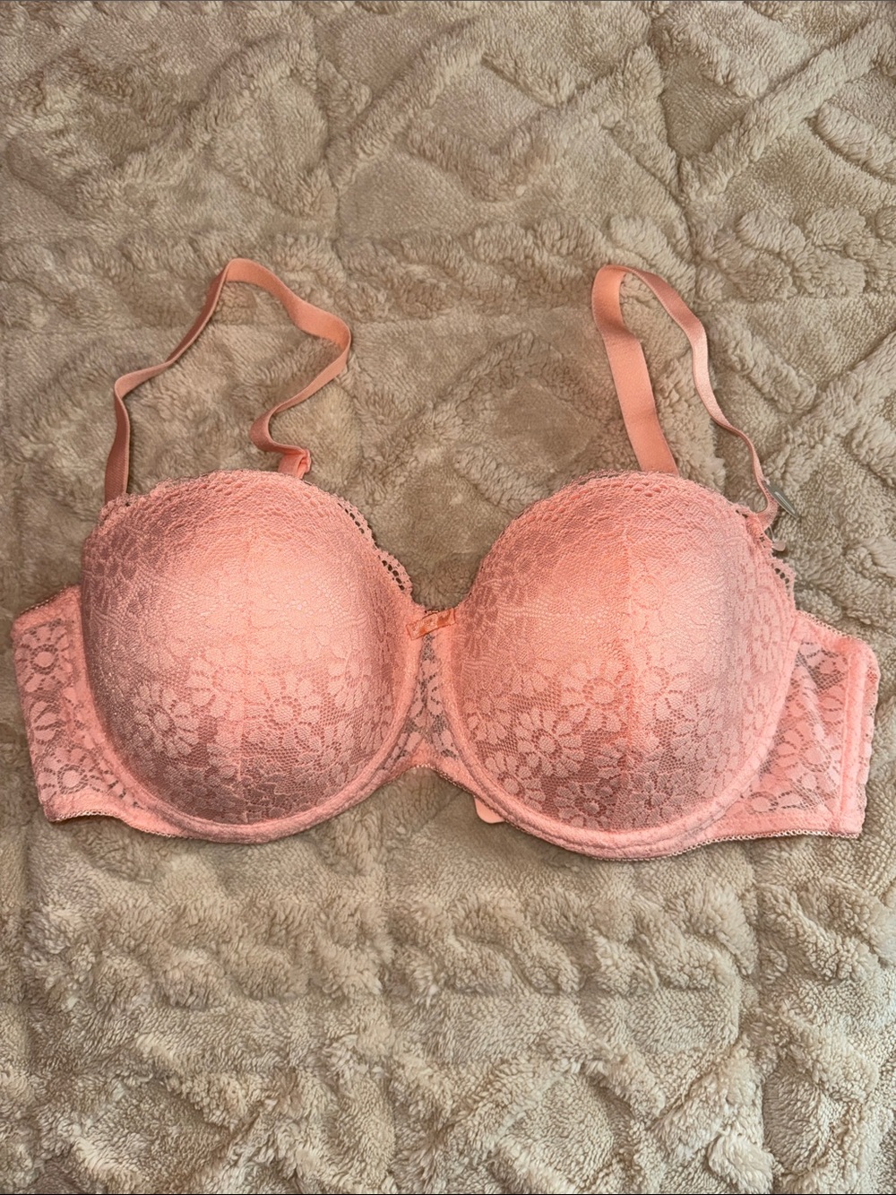 Secret Possessions Coral Pink Lace Underwire Push-Up Bra